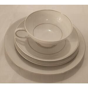 Rosenthal Selb‑Bavaria Aida White Velvet 4‑Piece Setting, Salad Bread Saucer Cup